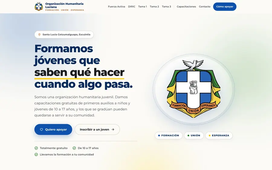 Sitio de la Organización Humanitaria Luciana